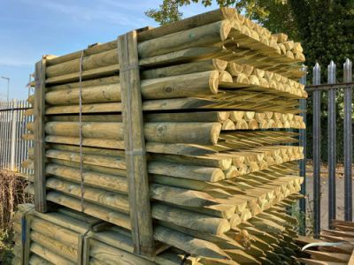 6ft Half Rounded Pointed Fence Post (1800 x 100 - 125mm) - Peeled & Pressure Treated