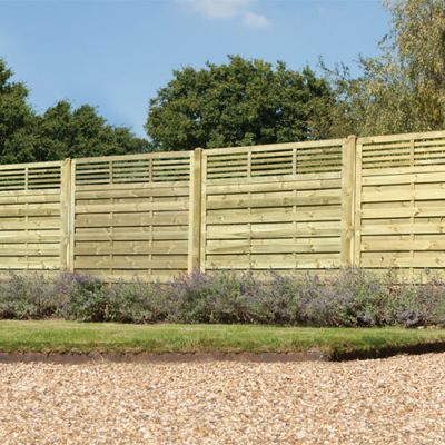 6ft Elite Slatted Top Fence Panel (1800 x 1800mm) - Pressure Treated Green Timber