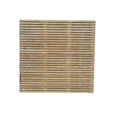 6ft Double Slatted Fence Panel (1800 x 1800mm) - Pressure Treated Green Timber