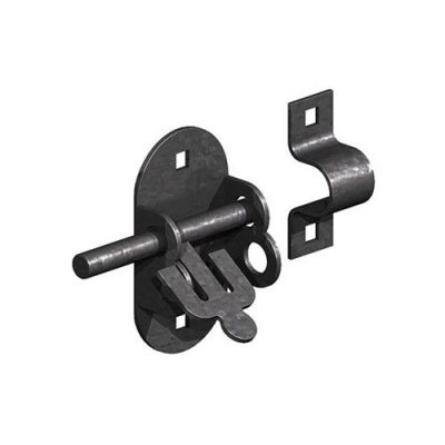 Black 4" (100mm) Oval Padbolt  PRE-PACKED