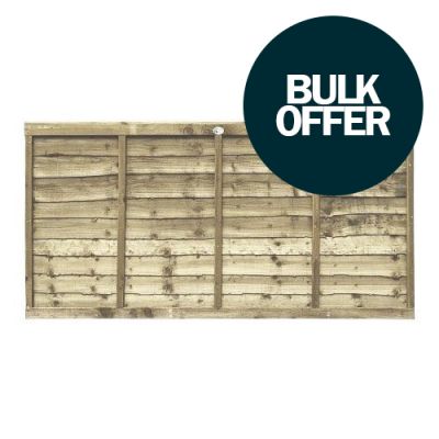 6ft x 3ft Traditional Lap Fence Panel (1828 x 900mm) - Pressure Treated Green Timber