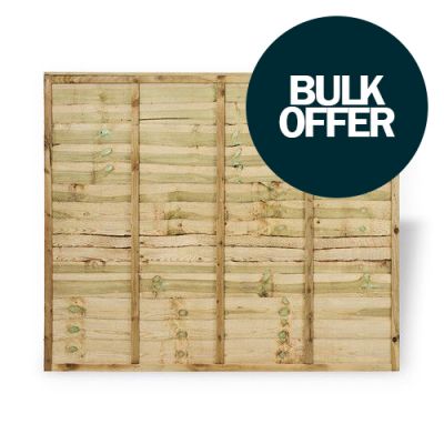 6ft x 5ft 6in Traditional Lap Fence Panel (1830 x 1650mm) - Pressure Treated Green Timber