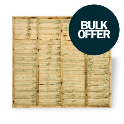 6ft Traditional Lap Fence Panel (1830 x 1830mm) - Pressure Treated Green Timber